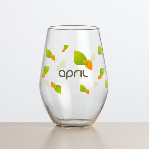 Corporate Recognition Gifts - Etched Barware - Wine Glasses - Vale Stemless Wine - Full Color