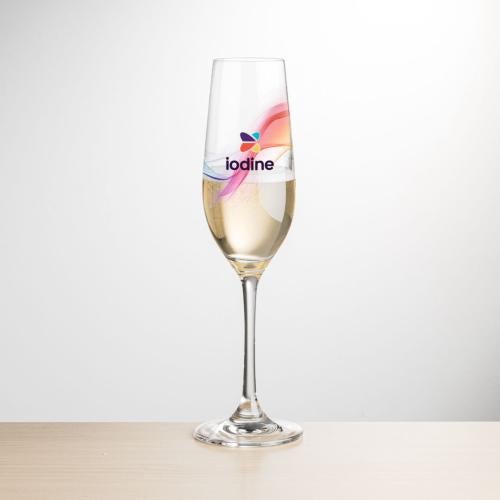 Corporate Recognition Gifts - Etched Barware - Burlington Flute - Full Color
