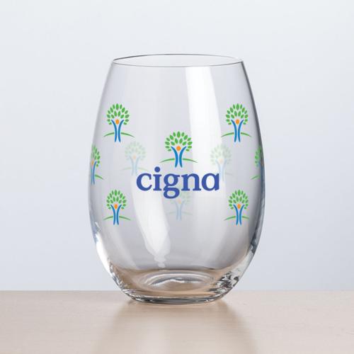 Corporate Recognition Gifts - Etched Barware - Wine Glasses - Carlita Stemless Wine - Full Color