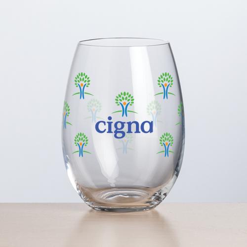 Corporate Recognition Gifts - Etched Barware - Wine Glasses - Carlita Stemless Wine - Full Color
