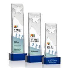 Stapleton Full Color Blue on Base Star Crystal Award - Crystal Star Awards