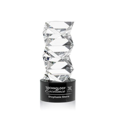 Corporate Awards - Crystal Awards - Callucci Black on Marvel Base Obelisk Crystal Award