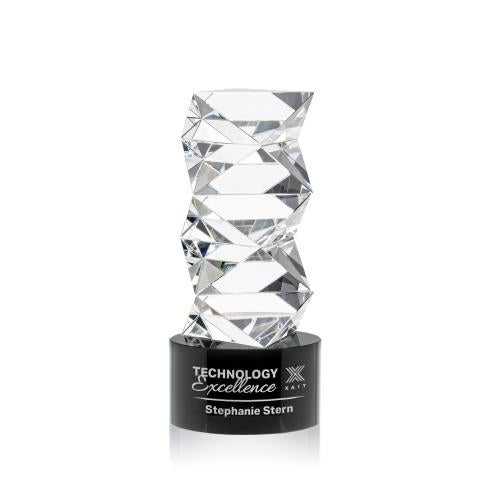 Corporate Awards - Crystal Awards - Callucci Black on Marvel Base Obelisk Crystal Award