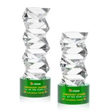 Callucci Full Color Green on Marvel Base Obelisk Crystal Award - Sales Awards
