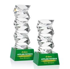 Callucci Full Color Green on Robson Base Obelisk Crystal Award - Sales Awards