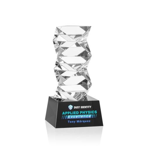 Corporate Awards - Crystal Awards - Callucci Full Color Black on Robson Base Obelisk Crystal Award