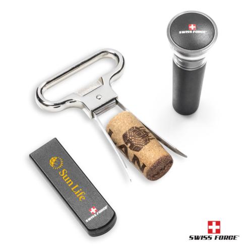 Corporate Recognition Gifts - Etched Barware - Swiss Force® Alsace Wine Accessory Set