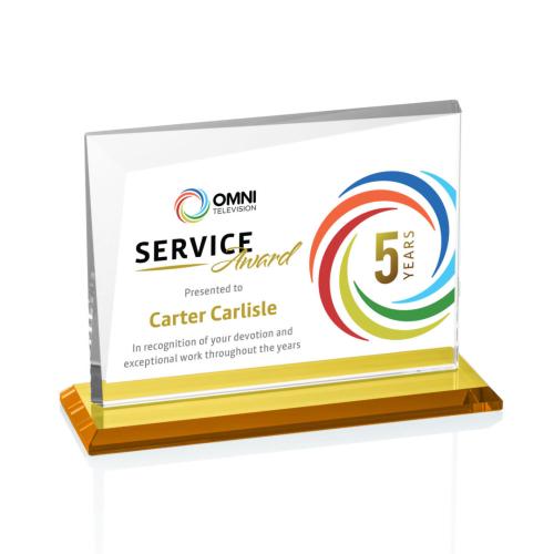 Corporate Awards - Crystal Awards - Mirela Full Color Amber Rectangle Crystal Award