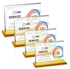 Mirela Full Color Amber Rectangle Crystal Award - Colored Crystal