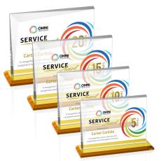 Mirela Full Color Amber Rectangle Crystal Award - Newest Additions