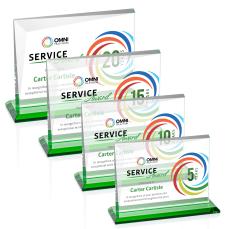 Mirela Full Color Green Rectangle Crystal Award - Colored Crystal