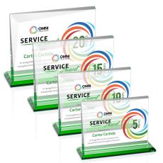 Mirela Full Color Green Rectangle Crystal Award - Newest Additions