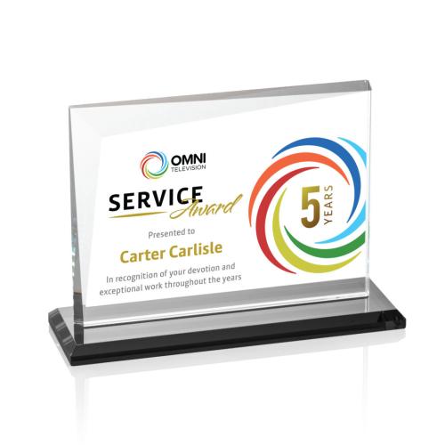 Corporate Awards - Crystal Awards - Mirela Full Color Black Rectangle Crystal Award