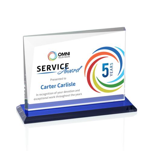 Corporate Awards - Crystal Awards - Mirela Full Color Blue Rectangle Crystal Award