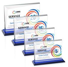 Mirela Full Color Blue Rectangle Crystal Award - Corporate Awards