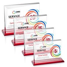Mirela Full Color Red Rectangle Crystal Award - Corporate Awards