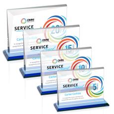 Mirela Full Color Sky Blue Rectangle Crystal Award - Crystal Awards