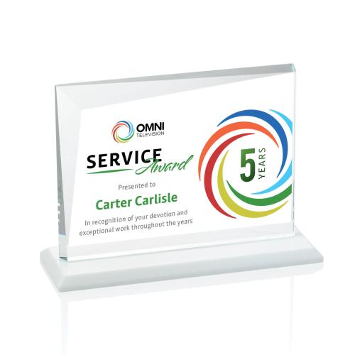 Corporate Awards - Crystal Awards - Mirela Full Color White Rectangle Crystal Award