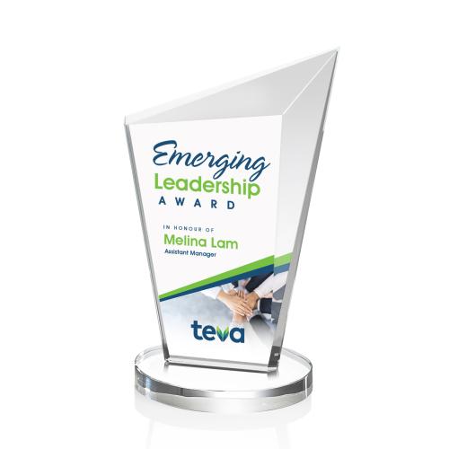 Corporate Awards - Crystal Awards - Wiltshire Full Color Clear Peak Crystal Award
