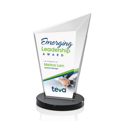 Corporate Awards - Crystal Awards - Wiltshire Full Color Black Peak Crystal Award