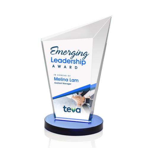 Corporate Awards - Crystal Awards - Wiltshire Full Color Blue Peak Crystal Award