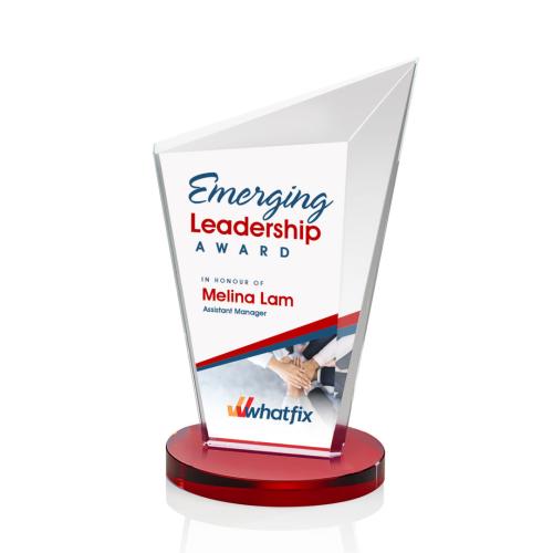 Corporate Awards - Crystal Awards - Wiltshire Full Color Red Peak Crystal Award