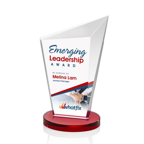Corporate Awards - Crystal Awards - Wiltshire Full Color Red Peak Crystal Award