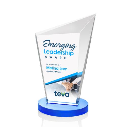 Corporate Awards - Crystal Awards - Wiltshire Full Color Sky Blue Peak Crystal Award