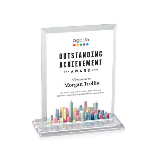 Corporate Awards - Crystal Awards - Denison Full Color Clear Rectangle Crystal Award