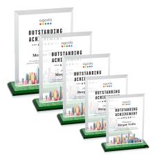 Denison Full Color Green Rectangle Crystal Award - Corporate Awards