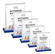 Denison Full Color Blue Rectangle Crystal Award - Corporate Awards