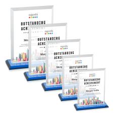 Denison Full Color Sky Blue Rectangle Crystal Award - Corporate Awards