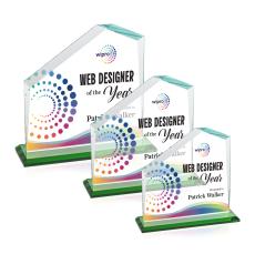 Fairmont Full Color Green Peak Crystal Award - Corporate Awards