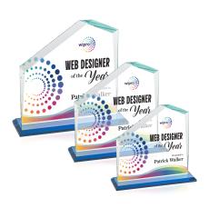 Fairmont Full Color Sky Blue Peak Crystal Award - Sales Awards