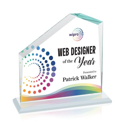 Corporate Awards - Crystal Awards - Fairmont Full Color White Peak Crystal Award