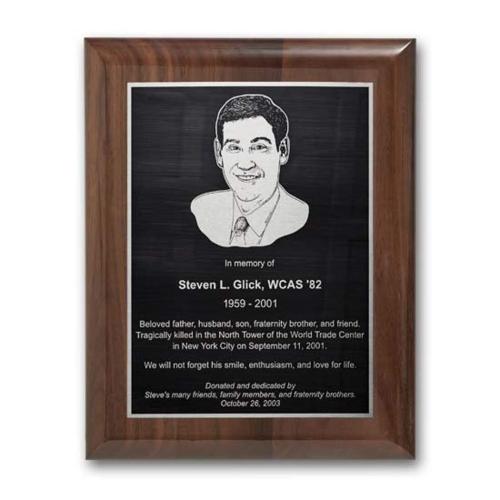 Corporate Awards - Award Plaques - Etch/Antiqued Plaq - Walnut Piano Finish