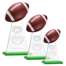Edenwood Football Green Obelisk Crystal Award - Colored Glass Awards