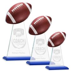 Edenwood Football Blue Obelisk Crystal Award - Colored Glass Awards