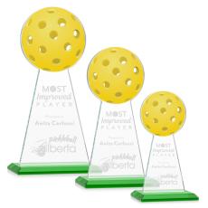 Edenwood Pickleball Green Obelisk Crystal Award - Colored Glass Awards