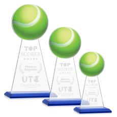 Edenwood Tennis Blue Obelisk Crystal Award - Colored Glass Awards