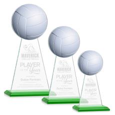 Edenwood Volleyball Green Obelisk Crystal Award - Colored Glass Awards
