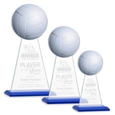 Edenwood Volleyball Blue Obelisk Crystal Award - Colored Glass Awards