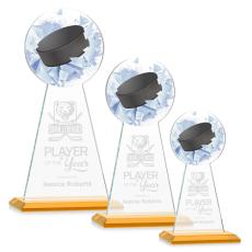 Edenwood Hockey Amber Obelisk Crystal Award - Crystal Pillar Awards