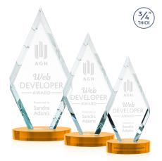 Richmond Amber on Alberton Base Crystal Award - Colored Crystal