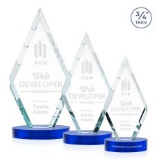 Richmond Blue on Alberton Base Crystal Award - Crystal Awards