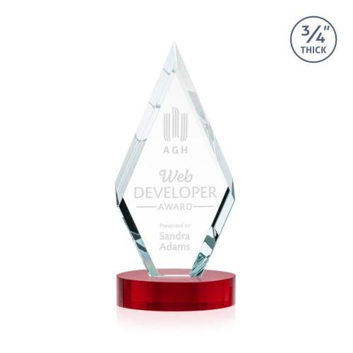 Corporate Awards - Crystal Awards - Richmond Red on Alberton Base Crystal Award