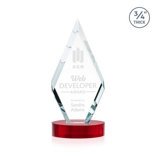 Corporate Awards - Crystal Awards - Richmond Red on Alberton Base Crystal Award
