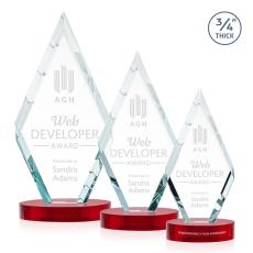 Richmond Red on Alberton Base Crystal Award - Red Crystal Awards