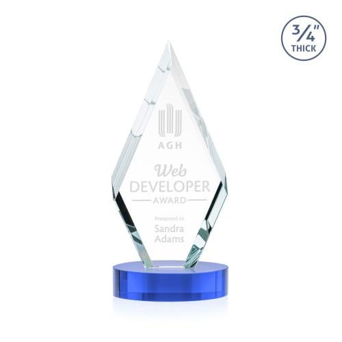 Corporate Awards - Crystal Awards - Richmond Sky Blue on Alberton Base Crystal Award