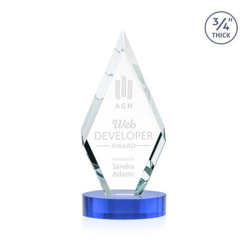 Corporate Awards - Crystal Awards - Richmond Sky Blue on Alberton Base Crystal Award
